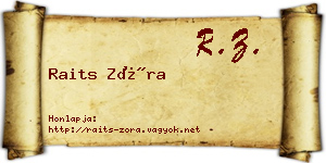 Raits Zóra névjegykártya